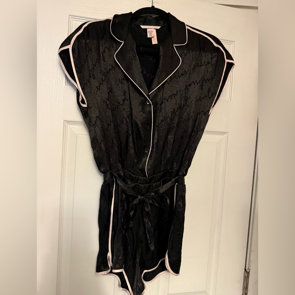 Victoria's Secret Black Pajama with Pink Trim